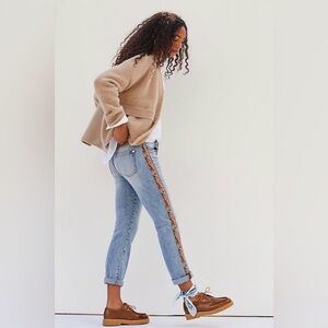 Anthropologie Pilcro Slim Boyfriend Jeans camo side stripe size 27 light wash